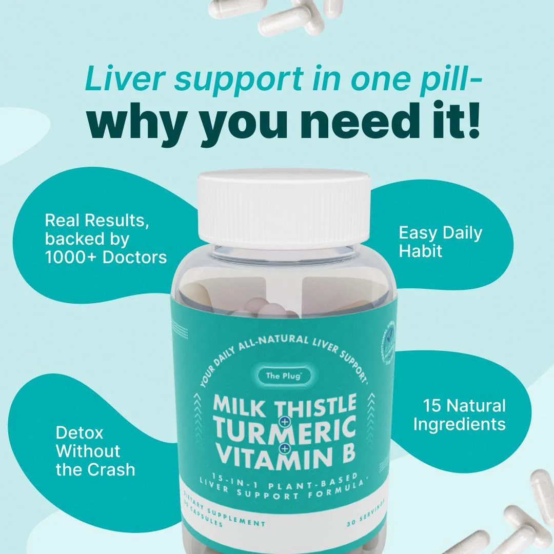The Plug Pills Jar - Gut and Cholesterol Support | Caffeine Free, NON GMO and Gluten-Free | Korean Herbs 15-in-1 Advanced Formula with Milk Thistle, Turmeric, Dandelion and B Vitamins | Vegan and Plant-Based | 2 Servings = 4 Capsules Daily - Image 8